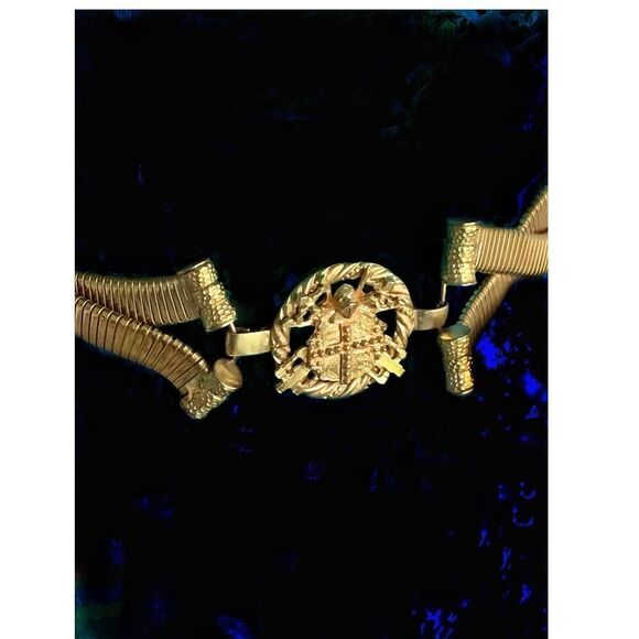 William De Lillo gold plated  Shield belt 1970’s collectible unique 29” main image 9